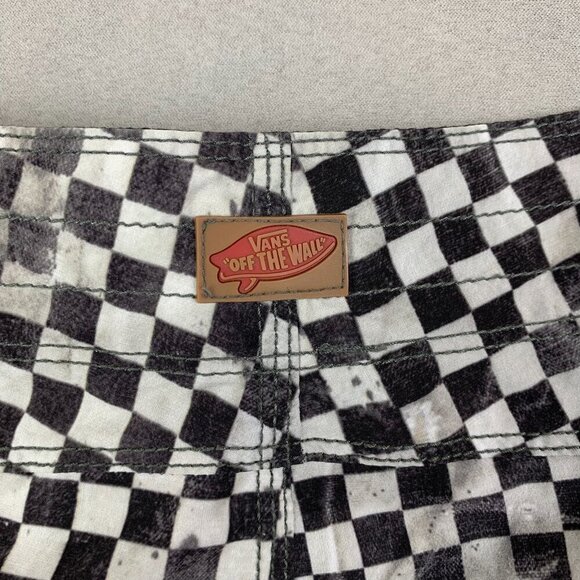 Vans Mens Swim Trunks 32 Black White Checkerboard Board Shorts Distressed Surf - Picture 9 of 11